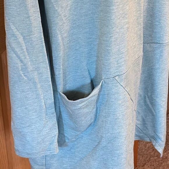 J. Jill Pure Luxe Tencel Blue Funnel Neck Tunic Top Large - Picture 3 of 8